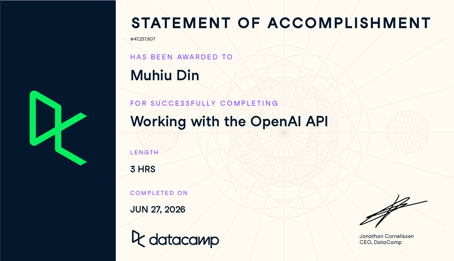 DataCamp – Working with OpenAi API